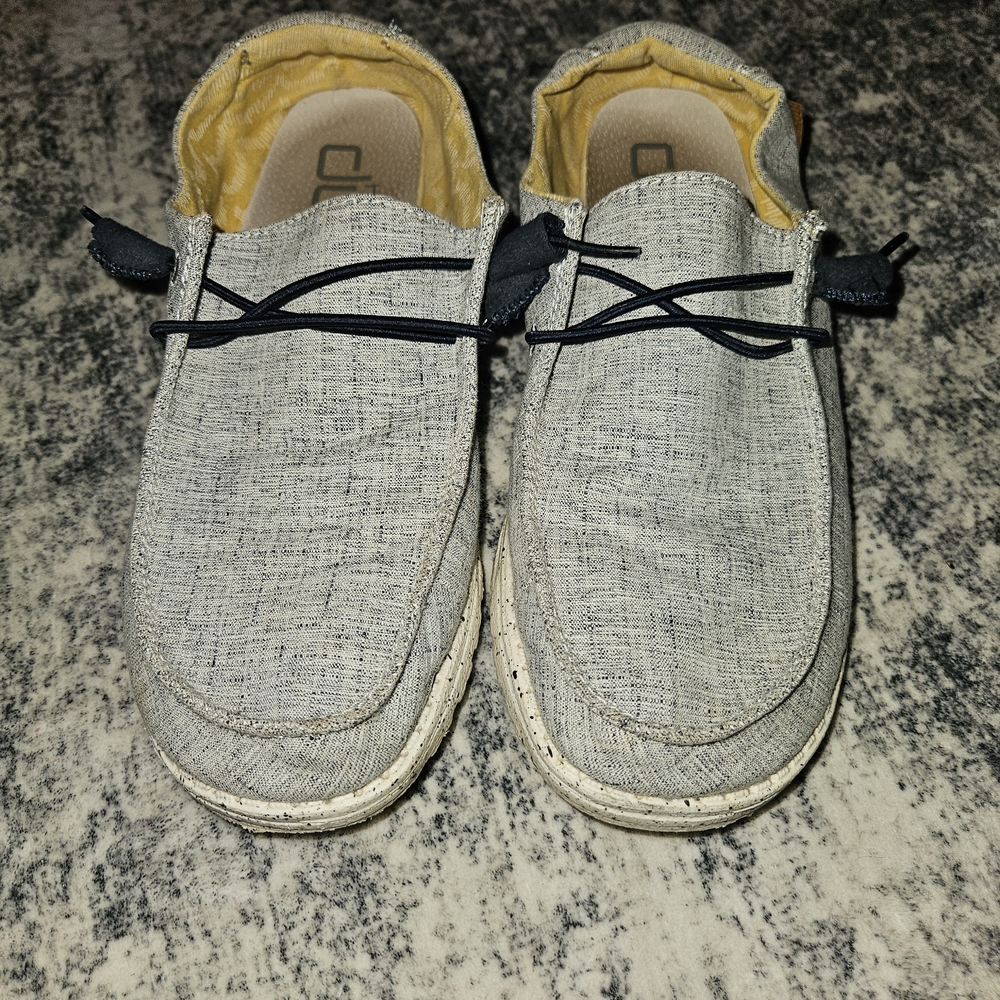 Hey Dude Light Gray and Yellow Slip-On Loafers